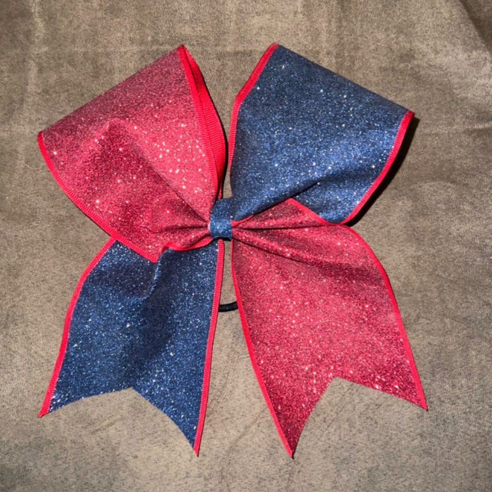 Red/Navy sparkle hair bow